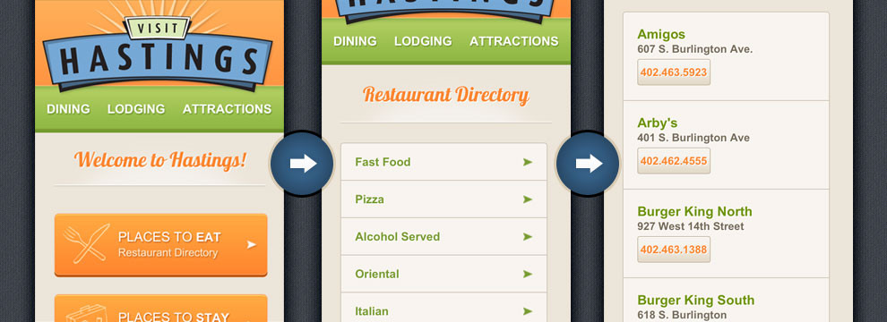 Visit Hasting Mobile Interface